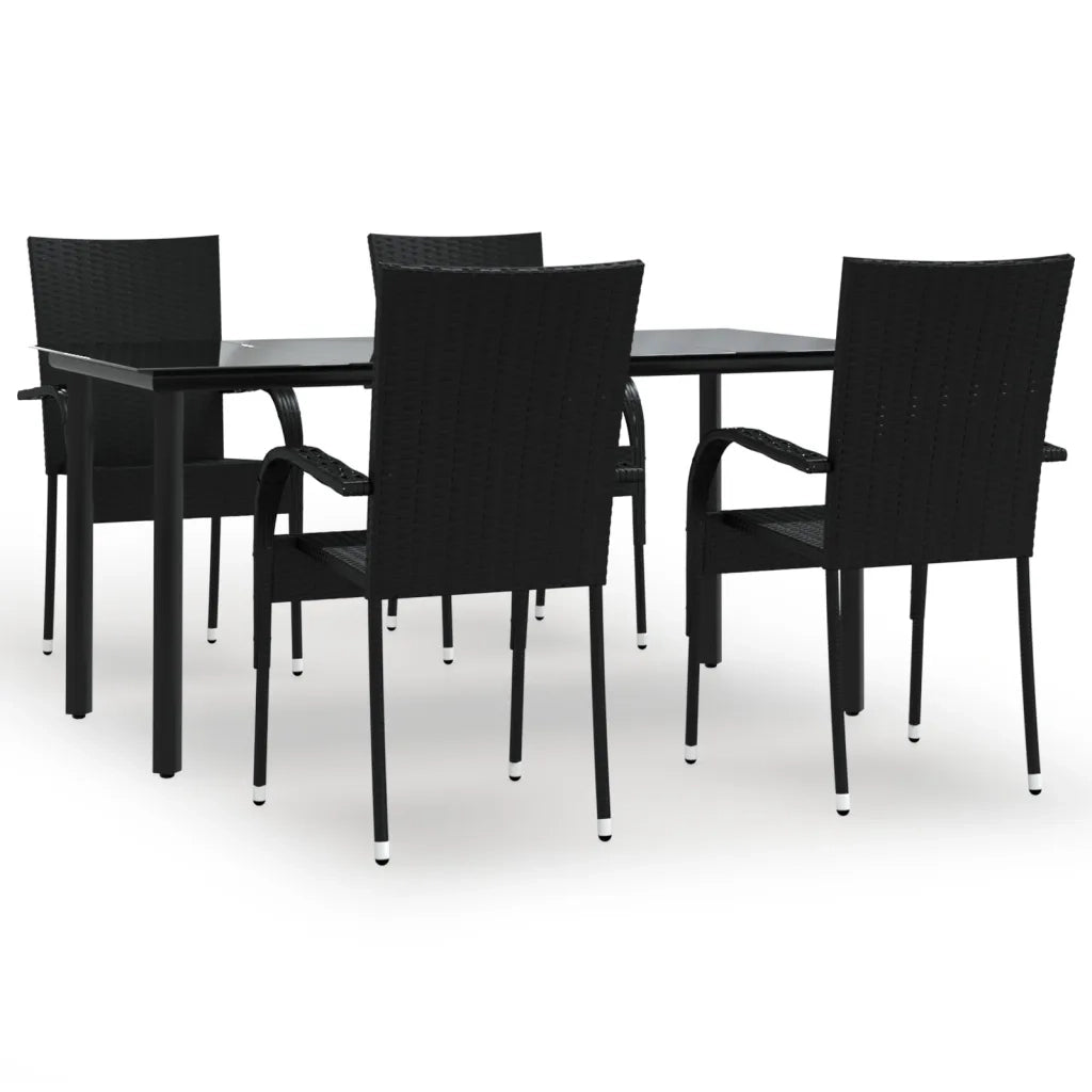 Set da Pranzo da Giardino 5 pz Nero in Polyrattan 3156656