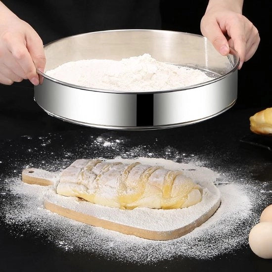Quattro set di setacci per cucina, setaccio per farina, setaccio in acciaio inossidabile, setaccio per farina professionale, setaccio in acciaio inossidabile 304, per farina, riso, cereali, fagioli, verdure e frutta (argento)
