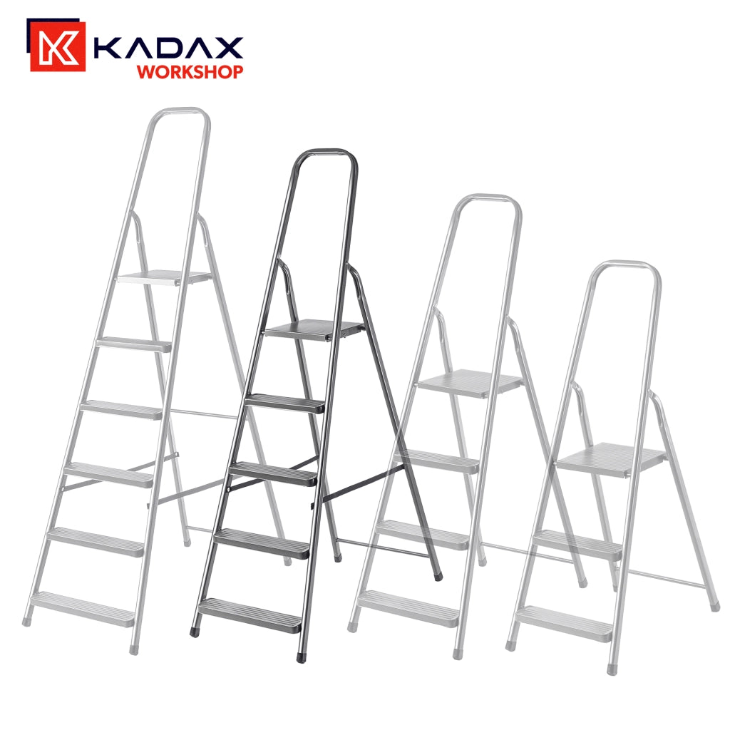 Scala in acciaio KADAX a 5 gradini, pieghevole, monofacciale, portata 125 kg