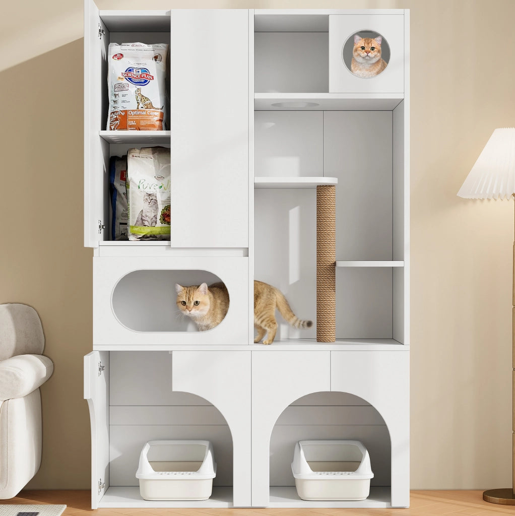 Mobiletto per lettiere con tiragraffi e zone relax