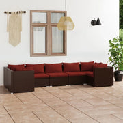 Set Divani da Giardino 7 pz con Cuscini in Polyrattan Marrone cod mxl 41723