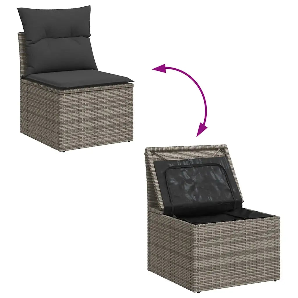 Set Divano da Giardino 9 pz con Cuscini Grigio in Polyrattan 3326501