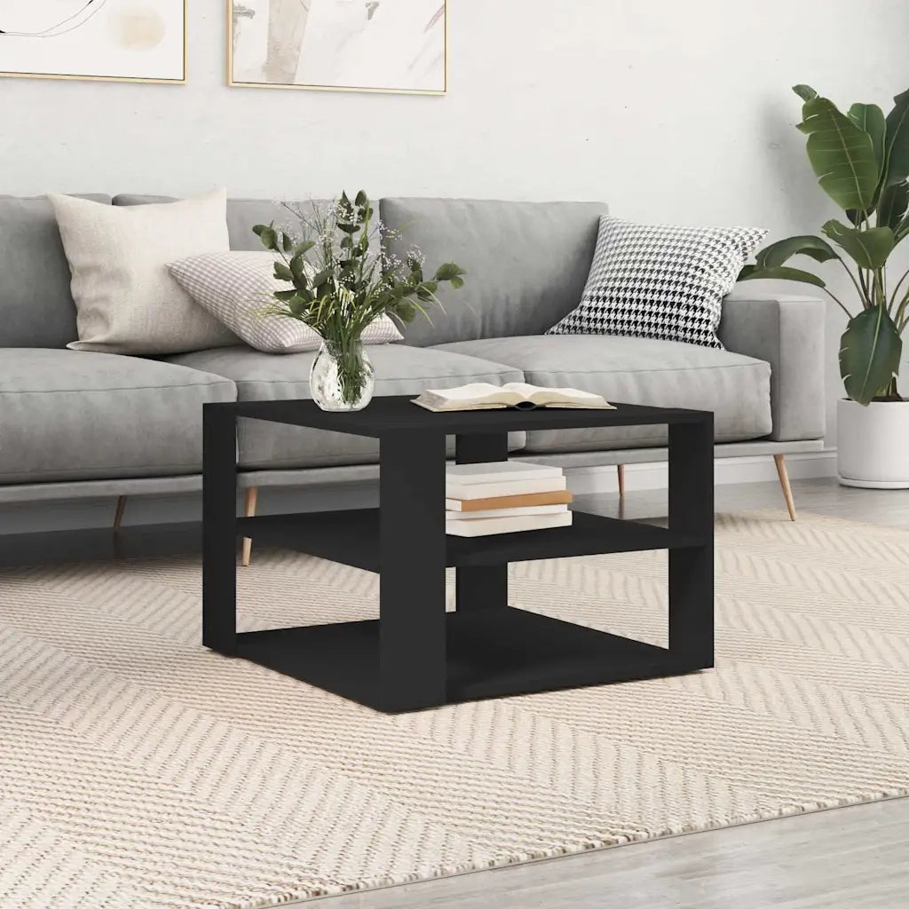 Tavolino da Salotto Nero 59,5x59,5x40 cm in Legno Multistrato