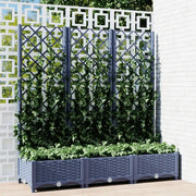 Fioriera da Giardino e Graticcio-Vaso da Esterno-Vaso con Griglia Grigio Blu 120x40x121,5 cm PP