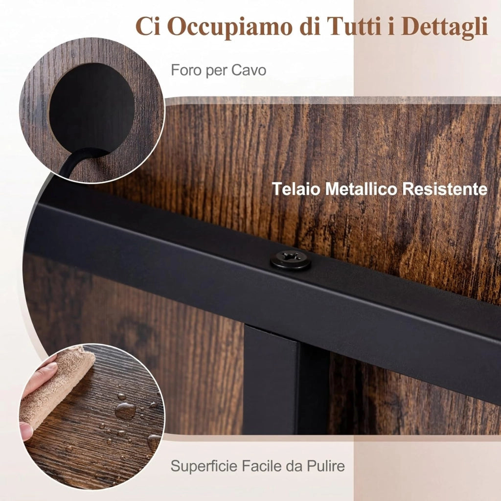 Supporto per Giradischi, Mobile Porta Giradischi con 4 Scomparti e Ripiani Aperti, Scaffale per Dischi in Legno con Ruote e Piedini Regolabili (Marrone Rustico, Con Presa di Corrente)