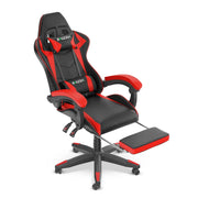 Sedia da gioco, sedia da gioco ergonomica  in similpelle,altezza regolabile, con poggiatesta e supporto lombare, poggiapiedi, nero e rosso