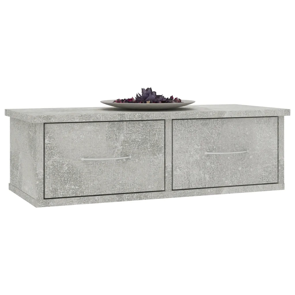 Scaffale Cassetti Parete Grigio Cemento 60x26x18,5 Multistrato 800589