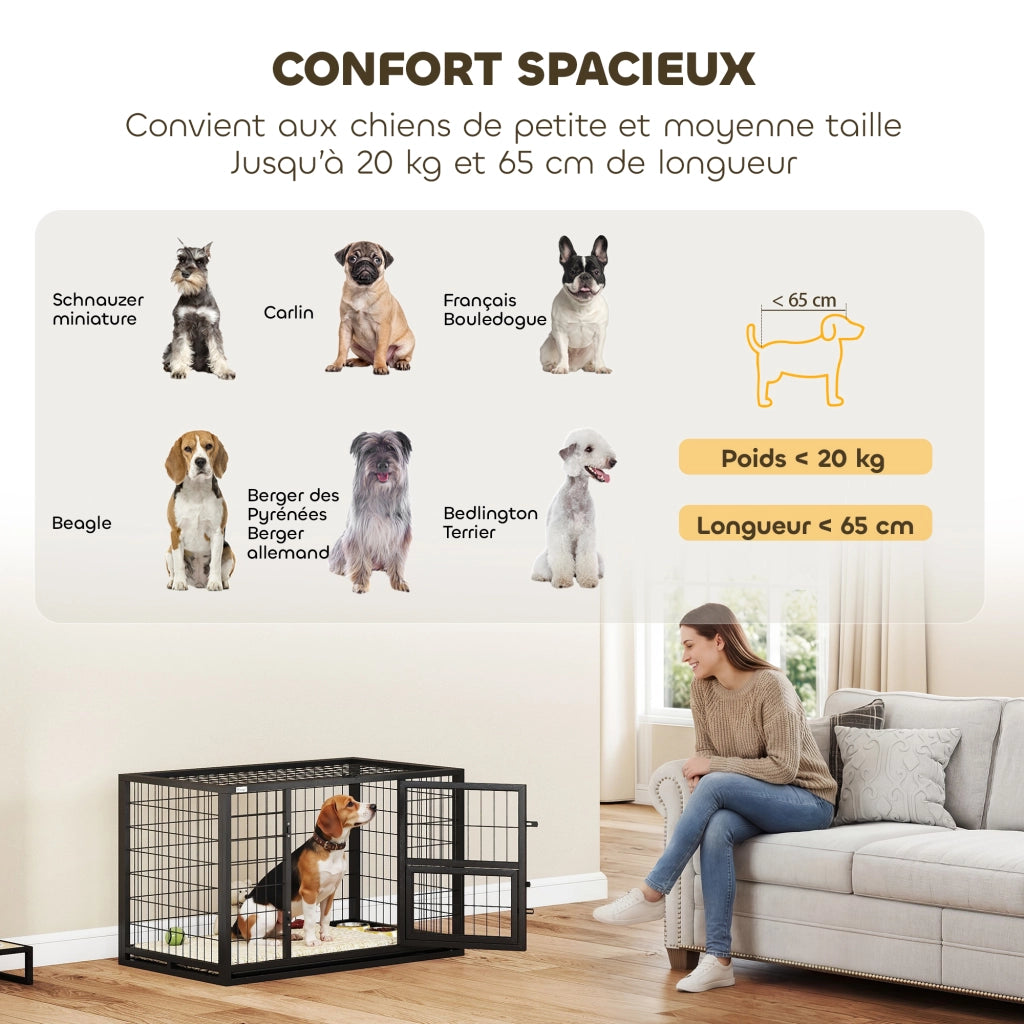 Cuccia per Cani Interna con Porta e Tetto Aprile ¨C zephmum ¨C Nero 94x60x64 cm