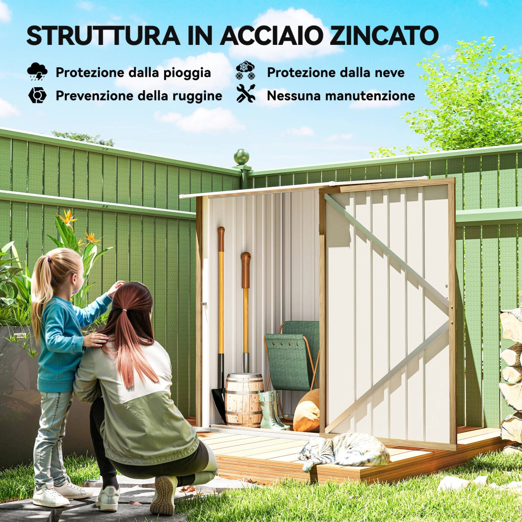 Casetta Giardino Attrezzi in Acciaio ¨C Zephmum ¨C Marrone Chiaro 100x104x160 cm