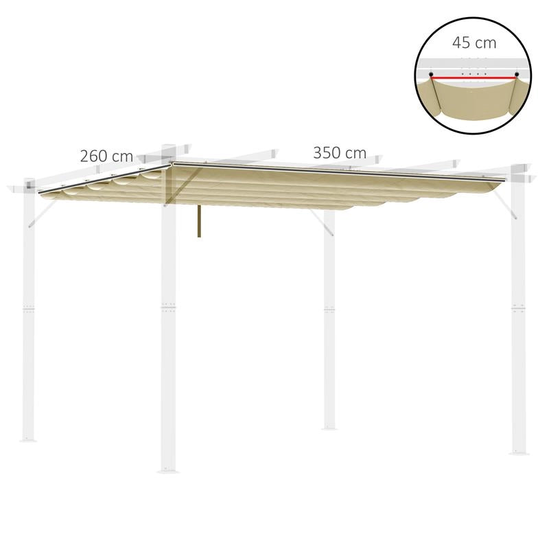 COPERTURA PER GAZEBO PERGOLA 4X3 M IN POLIESTERE TRASPIRANTE BEIGE CON 10 FORI DI DRENAGGIO
