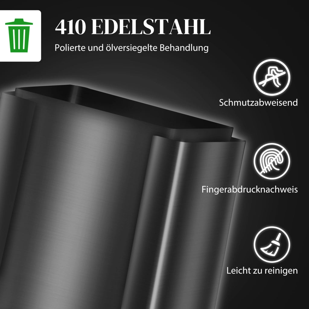 Pattumiera da 60L con 2 Scomparti ¨C Xylo ¨C Acciaio Inox Nero, Coperchio Soft-Close