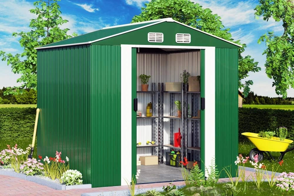 Capanno da Giardino XXL 5m² Fondamenta 260x205x180cm Porta Scorrevole Rimessa per Attrezzi da Esterno 9m³