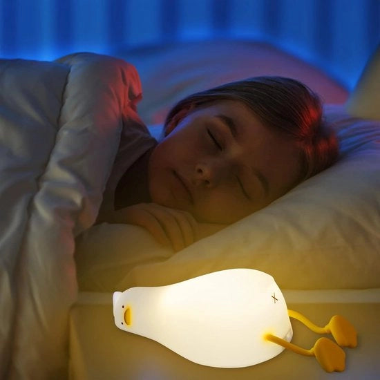 Lampada da Notte in Silicone con Disegno d'Oca - Ricarica USB - 3 Livelli di Brillantezza - Inclusa Supporto per Telefono - Giallo