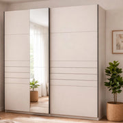 Armadio Camera da Letto Siri, Guardaroba Grande Appendiabiti, 195x217.5h cm Bianco Crema