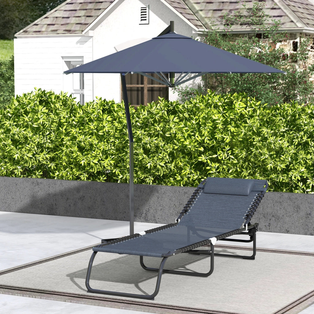Lettino da giardino pieghevole con schienale regolabile ¨C zephmum ¨C Nero textilene Grigio