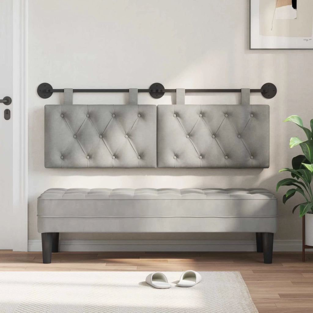 Testiera sospesa Con luce LED Grigio Chiaro Velluto