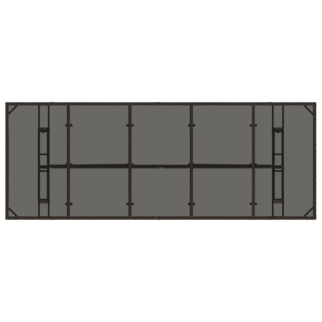 Tavolo Giardino Piano in Vetro Marrone 240x90x75 cm Polyrattan