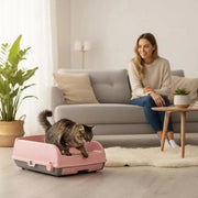 Mezzi di Cattivazione Automatici a Cassetta con Apertura Superiore e Tappo Apribile, Toilette per Gatti Spatwaterdette, colore Rosa