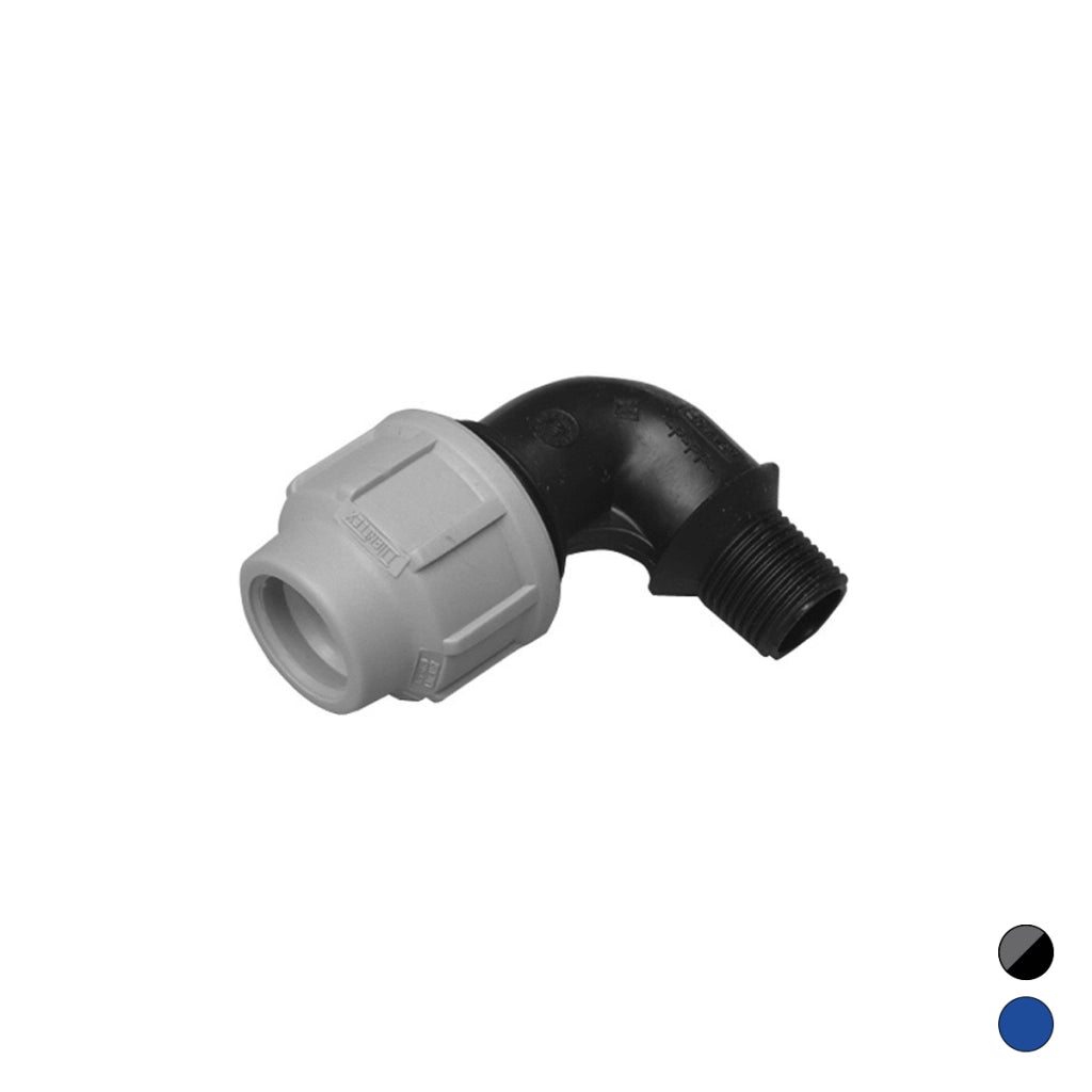 Gomito a 90° C Derivazione Maschio Ikaro Raccordo per Polietilene 1