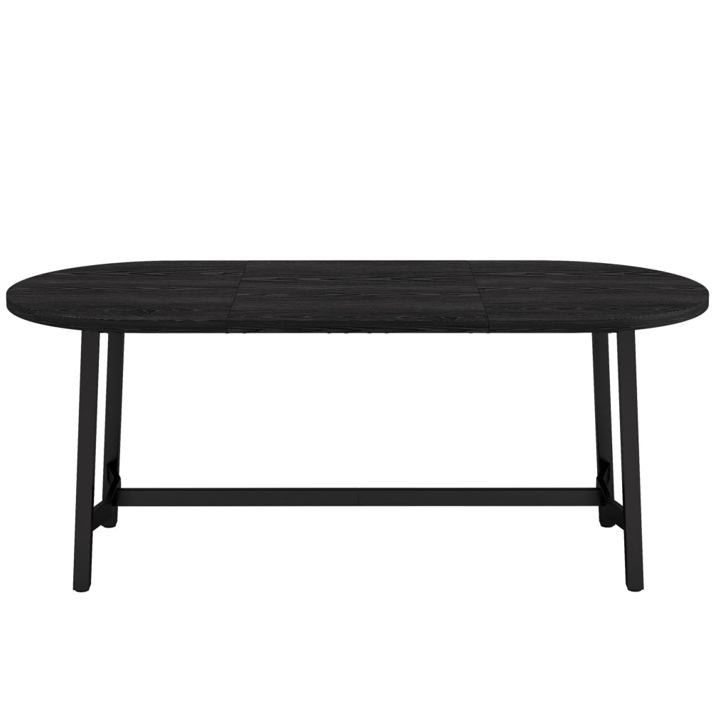 Tavolo da pranzo 180x80 cm con angoli arrotondati in MDF e ferro nero