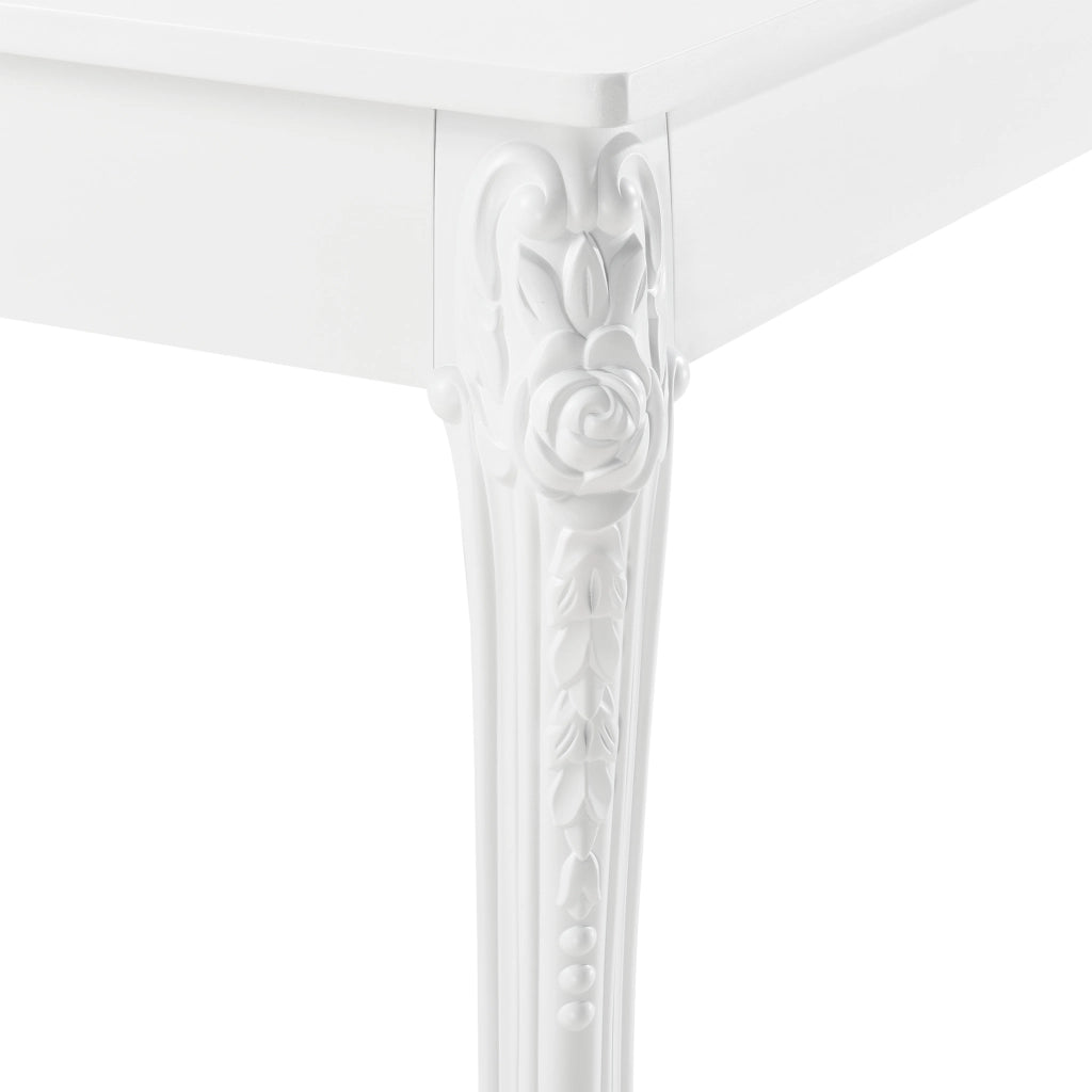 Tavolo da Pranzo Bianco in Stile Barocco con Decoro Floreale 80 x 80 x 76 cm Tavolo Quadrato con Gambe di Plastica Tavolo da Sala Pranzo Fino a 2 Posti