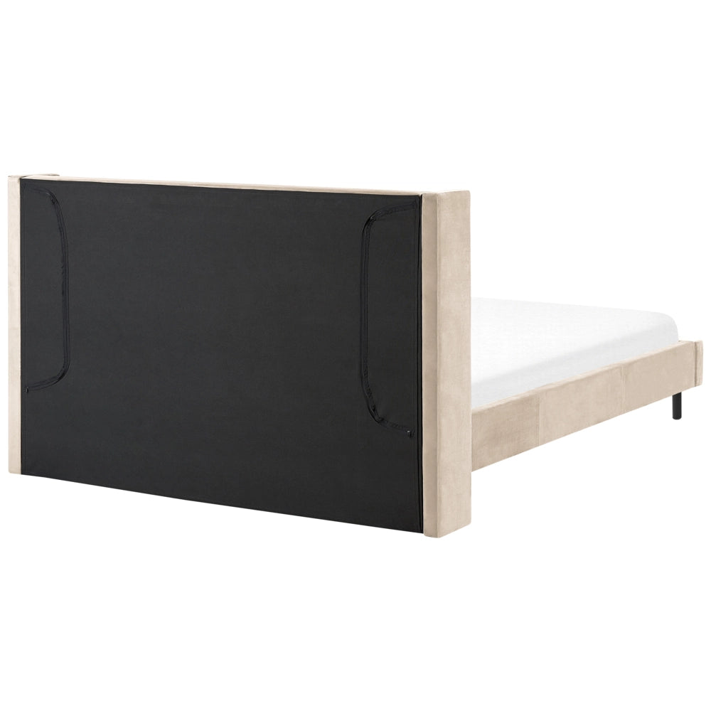 Letto matrimoniale con doghe 180 x 200 cm velluto di colore beige stile glam moderno