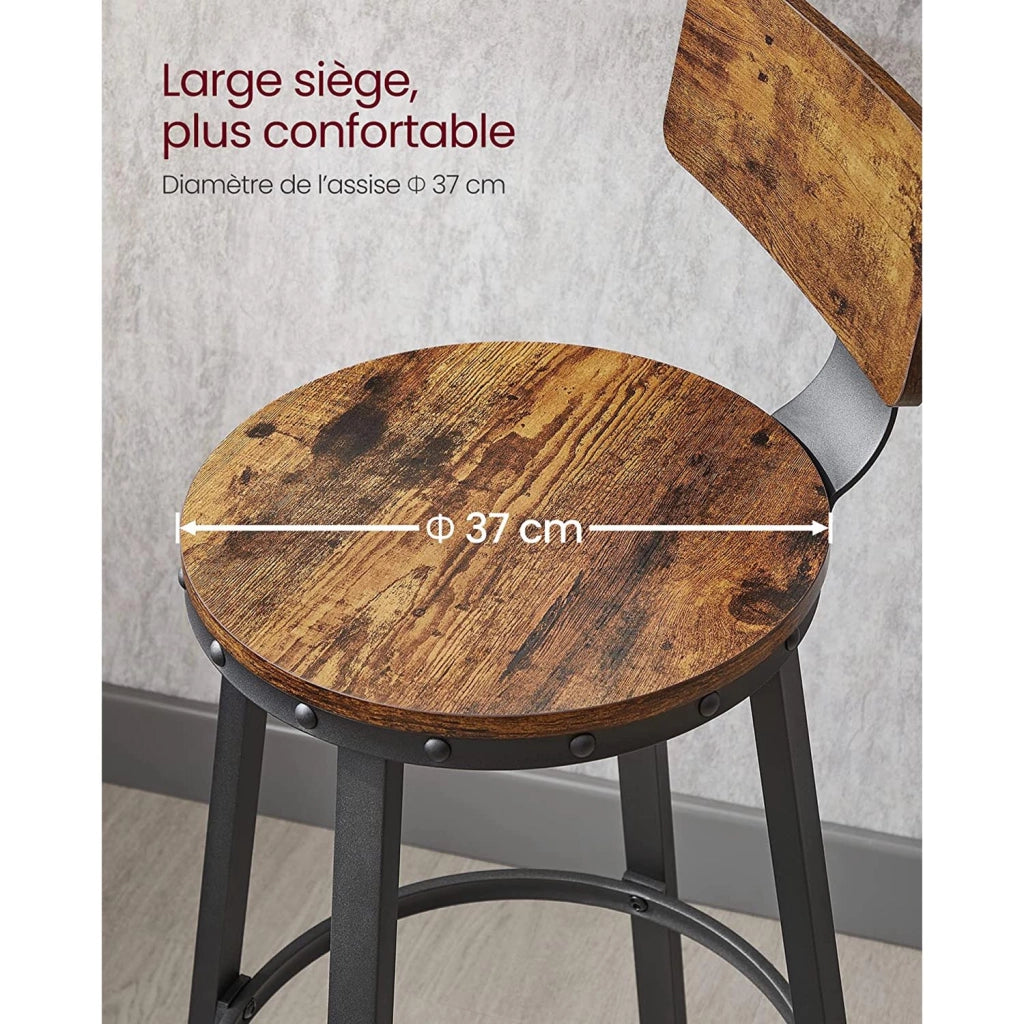 Set di 4 sgabelli da bar/sgabelli alti con schienale sedute da cucina struttura in acciaio altezza seduta 73 cm montaggio facile stile industriale marrone 12_0006198
