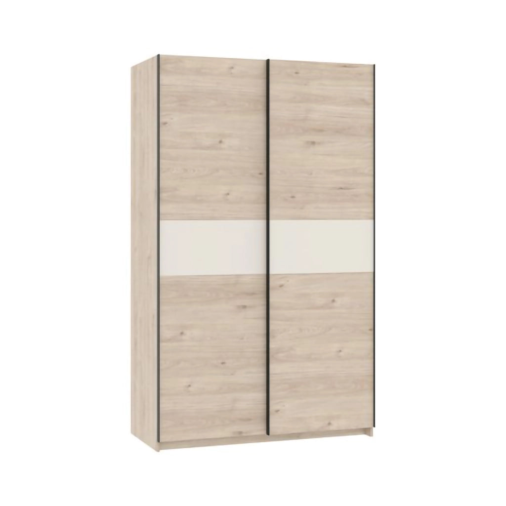Armadio Camera da Letto Maba, Guardaroba 2 Ante 2 Ripiani, 120x204h cm Marrone Rovere