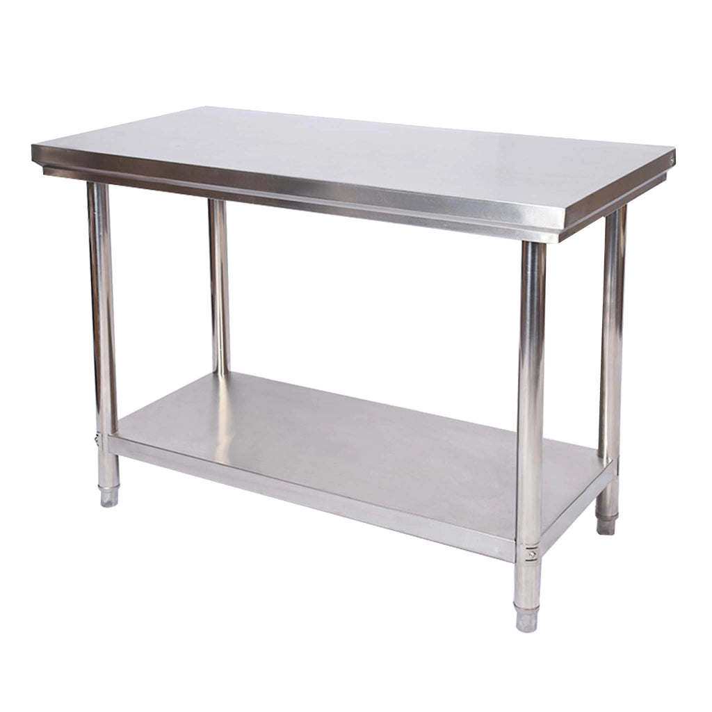 Tavolo da lavoro in acciaio inox 100 x 60 x 85 cm con ripiano inferiore e piedi regolabili