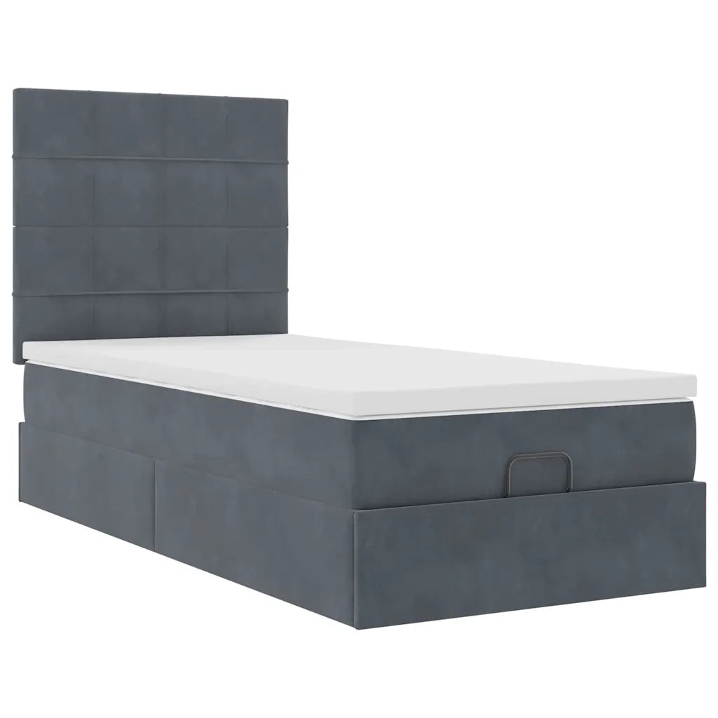 Struttura Letto Pouf con Materassi 100x200 cm Velluto