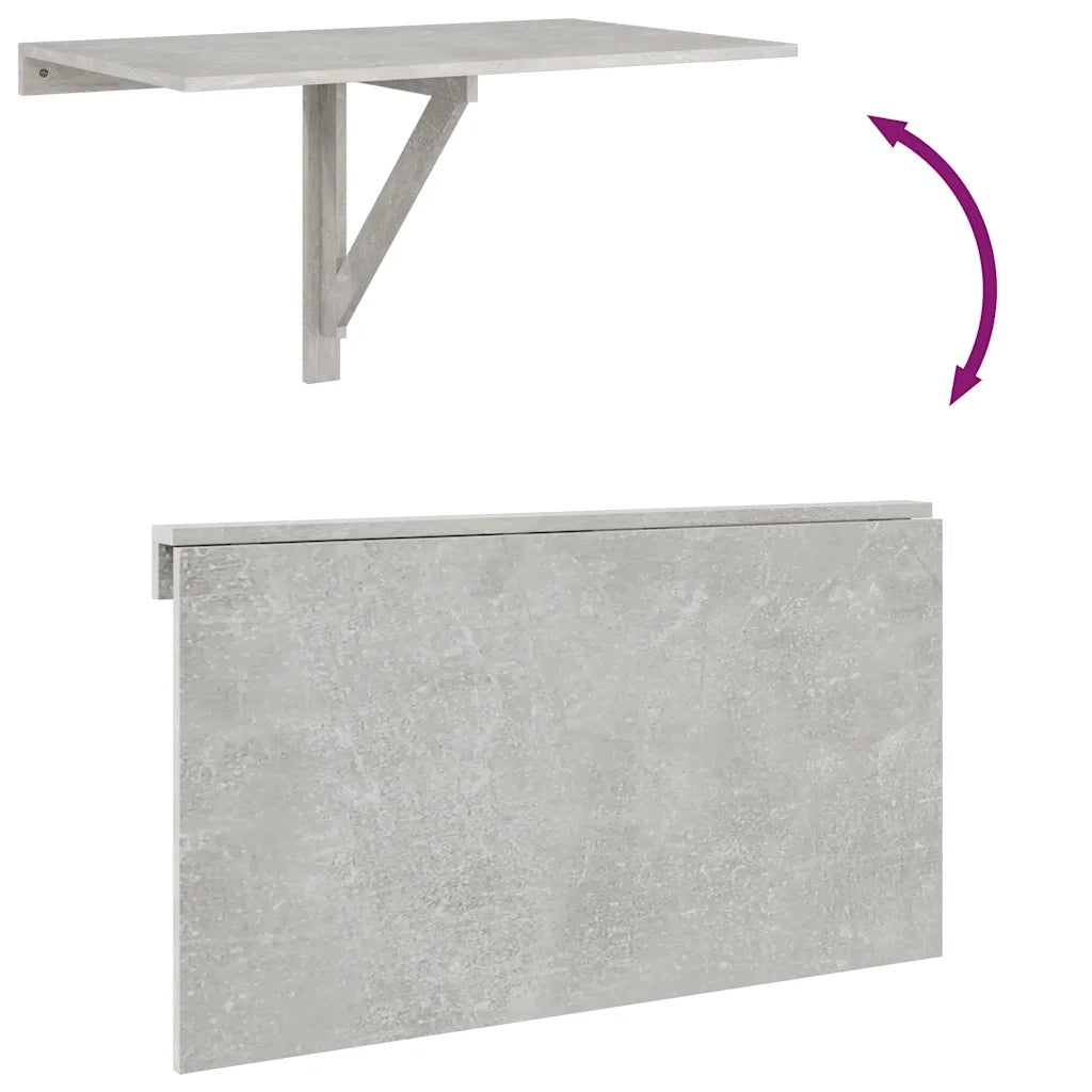 Tavolino Muro Pieghevole Grigio Cemento 100x60x56cm Multistrato CFW3206392