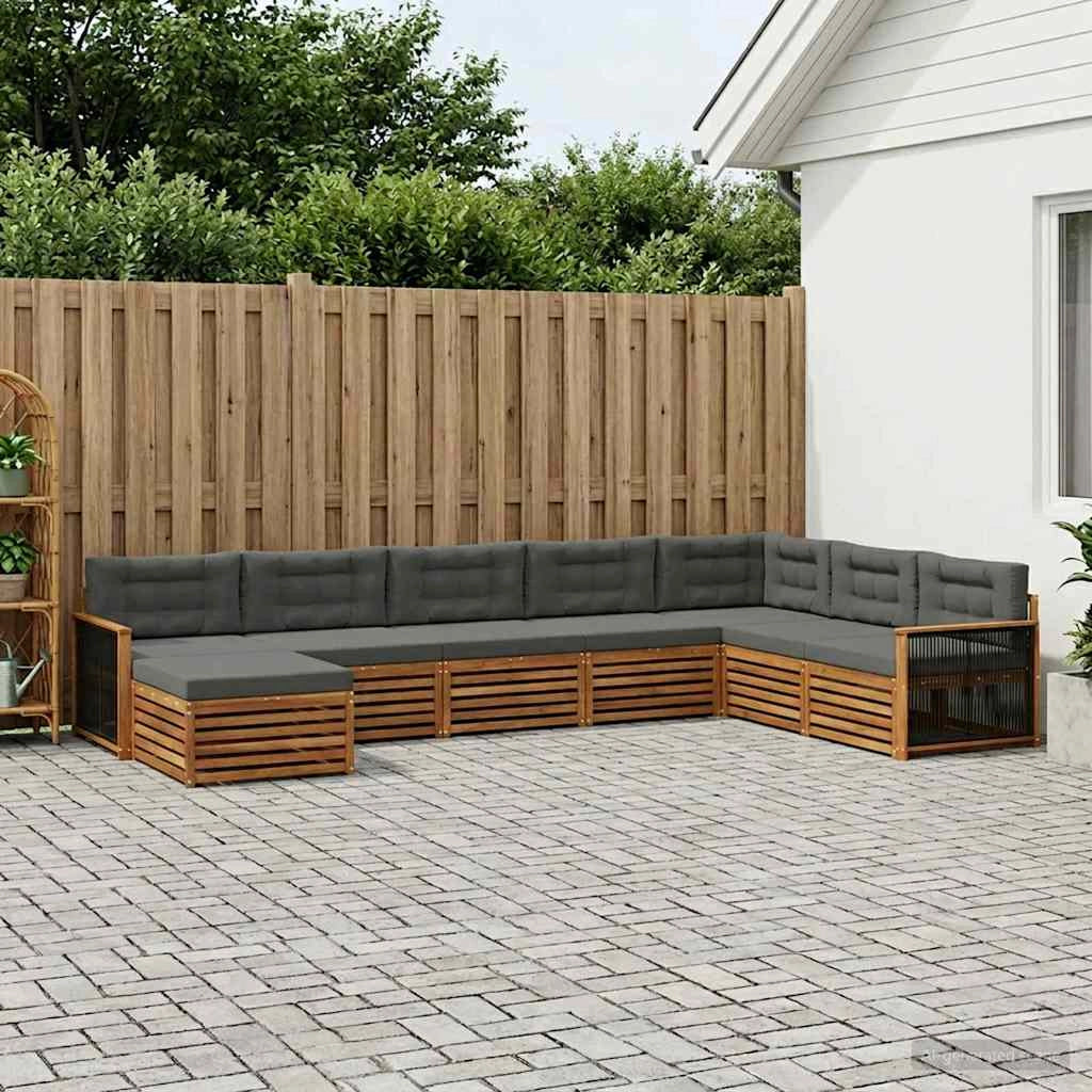 Set di divani da esterno 8 pz Naturale e Antracite 3383715