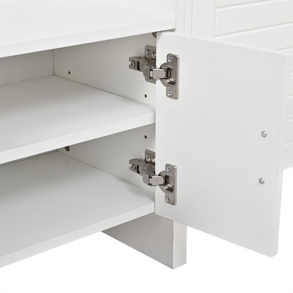 Set di mobili da ingresso con 2 ante 2 cassetti 6 ripiani e 8 ganci in MDF bianco