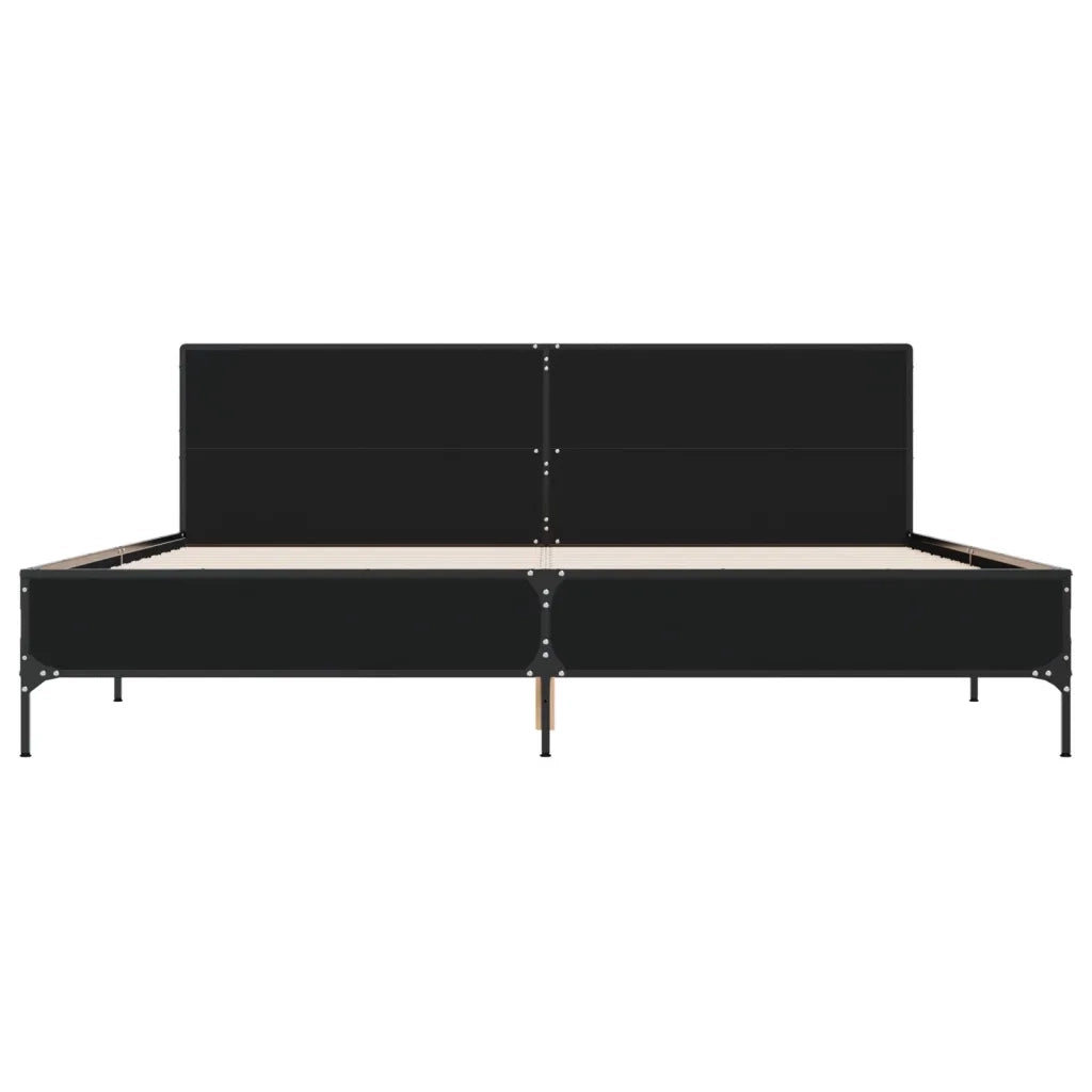 Giroletto Nero 180x200 cm in Legno Multistrato e Metallo 3280012