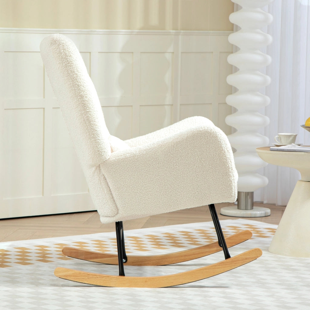 Poltrona Dondolo ¨C Zephmum ¨C Tessuto Imbottito Cremewei?