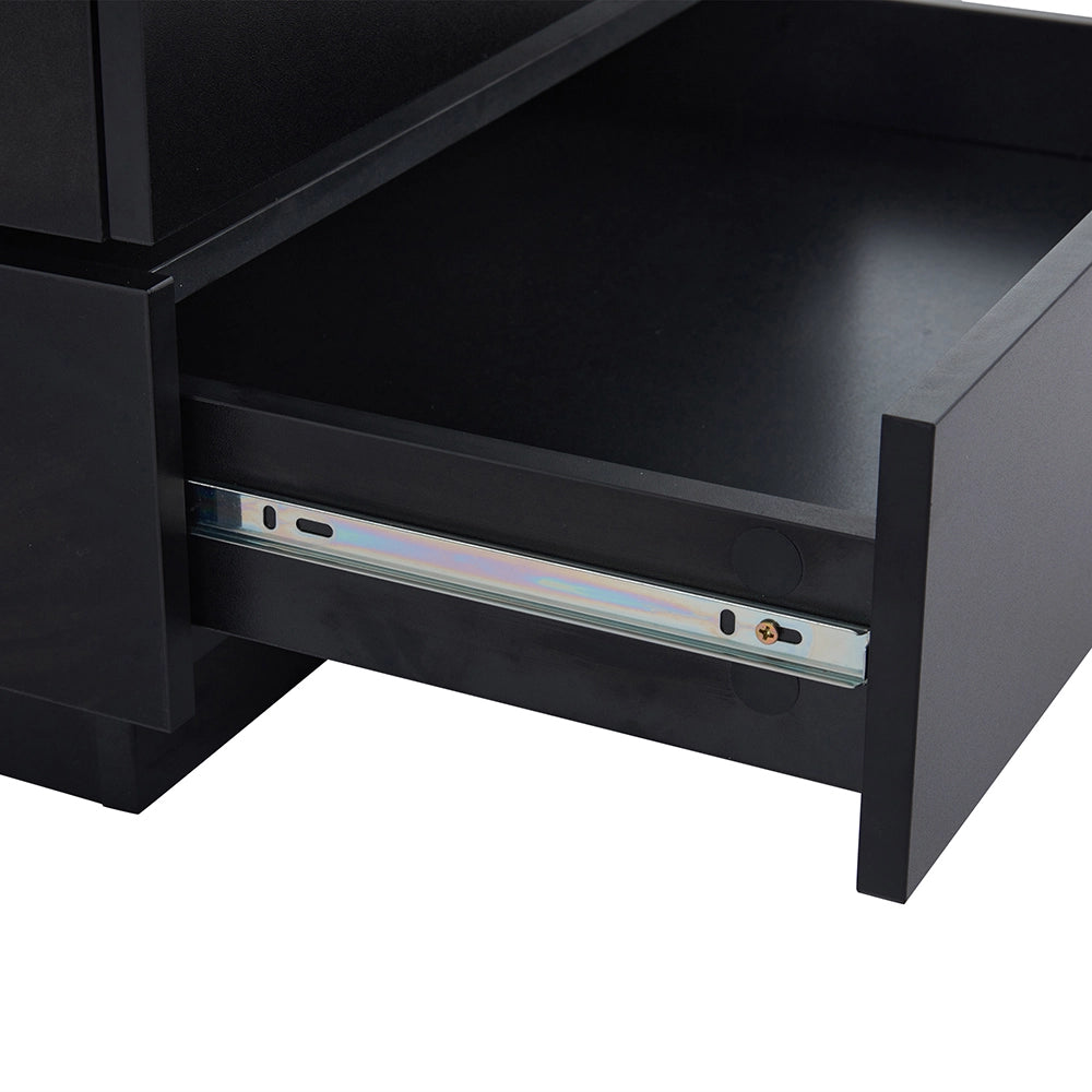 Tavolino-Xylo-60x60x38cm girevole 360° 2 ripiani nero