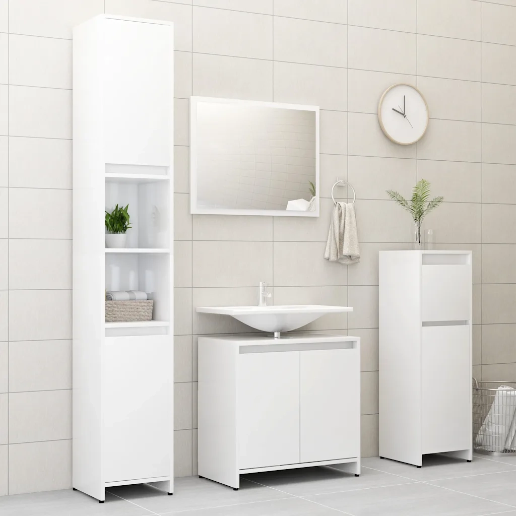 Set Mobili da Bagno Bianco Lucido in Truciolato cod mxl 13674