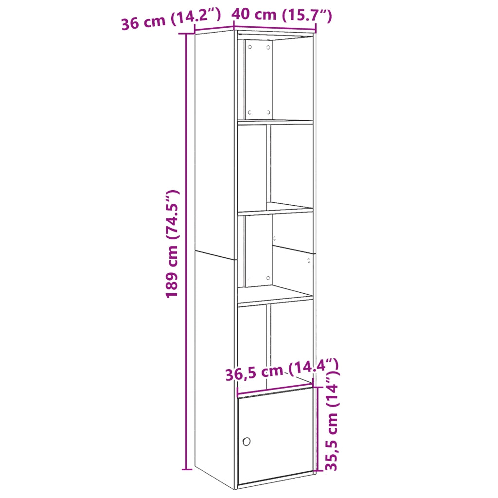 Libreria Rovere Fumo 40x36x189 cm in Legno Multistrato 848245