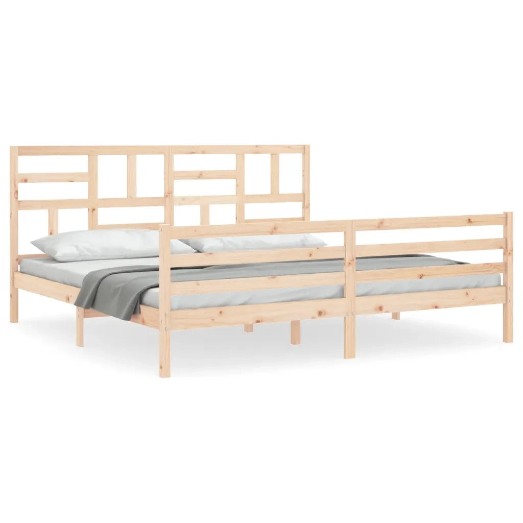 Giroletto con Testiera Super King Size-Struttura Letto in Legno Massello 855128