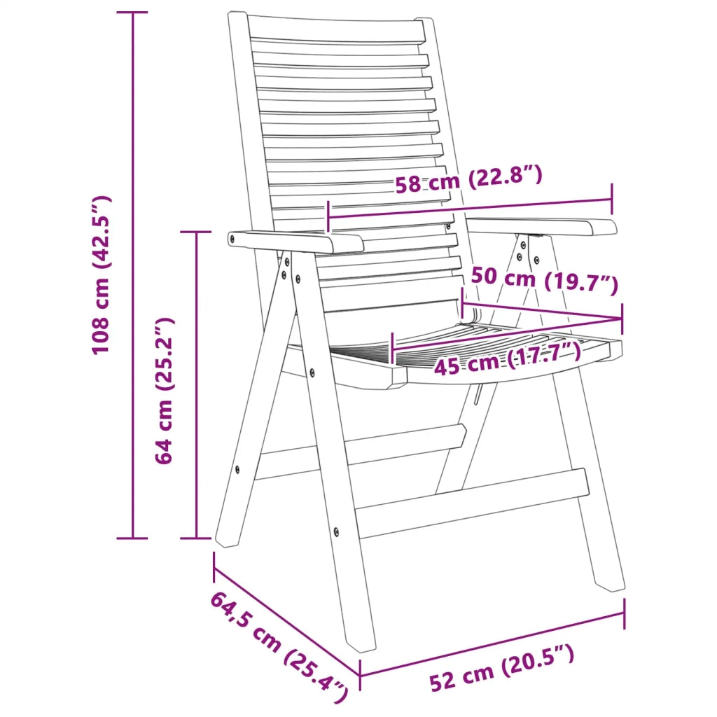 Sedia da Giardino 8 pcs Marrone 52 x 64.5 x 108 cm