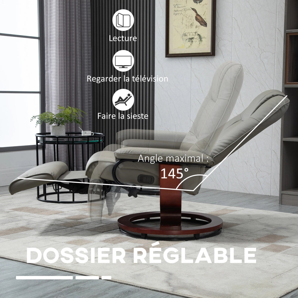 Poltrona relax reclinabile girevole con poggiapiedi ¨C zephmum ¨C tessuto grigio scuro
