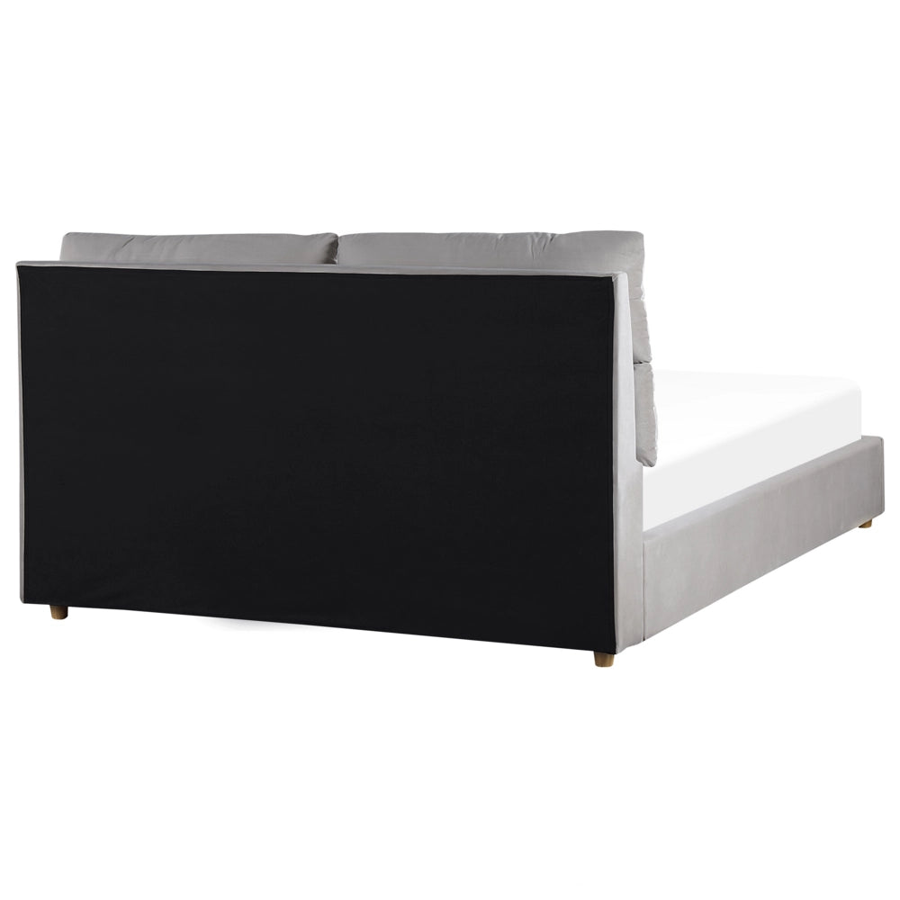 Letto matrimoniale con contenitore velluto grigio chiaro 160 x 200 cm