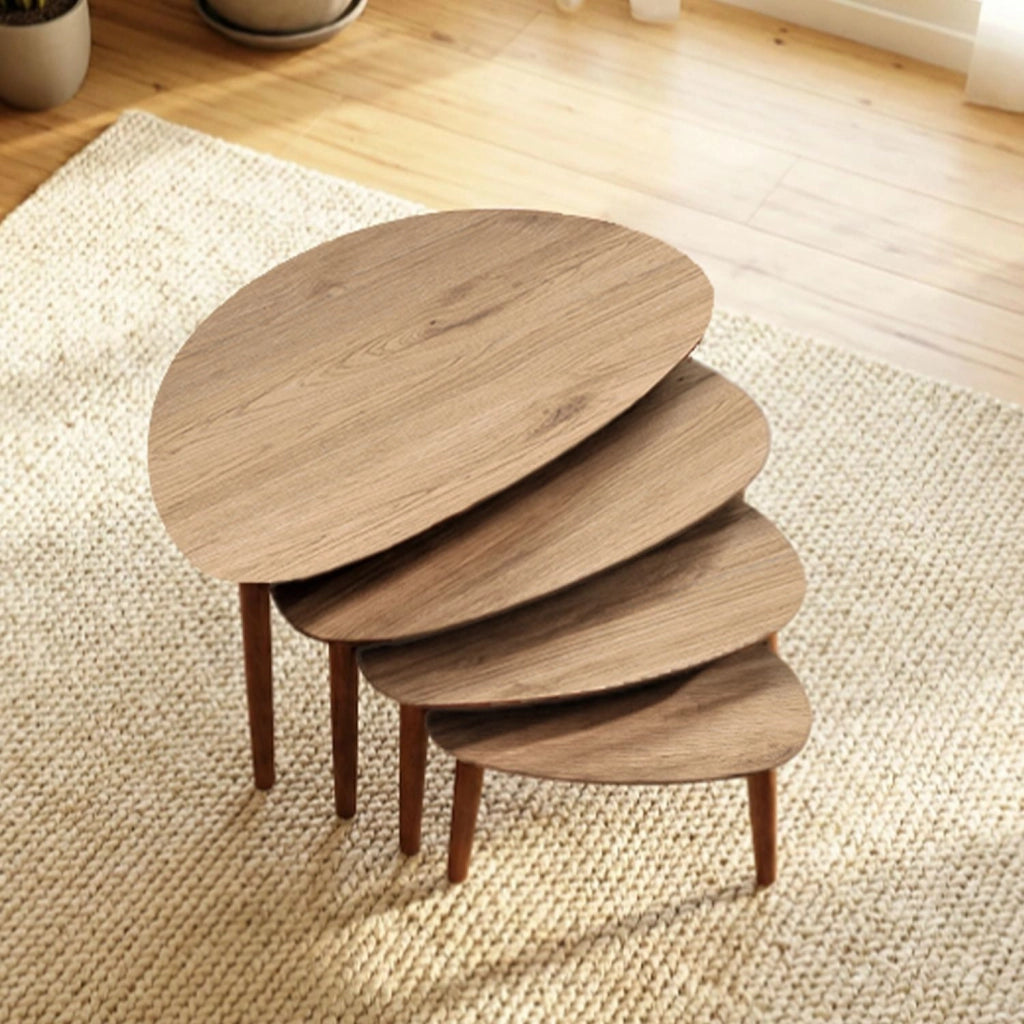 Nora" 4 pezzi tavolo nido in legno 68 x 45 x 55 cm - Rovere