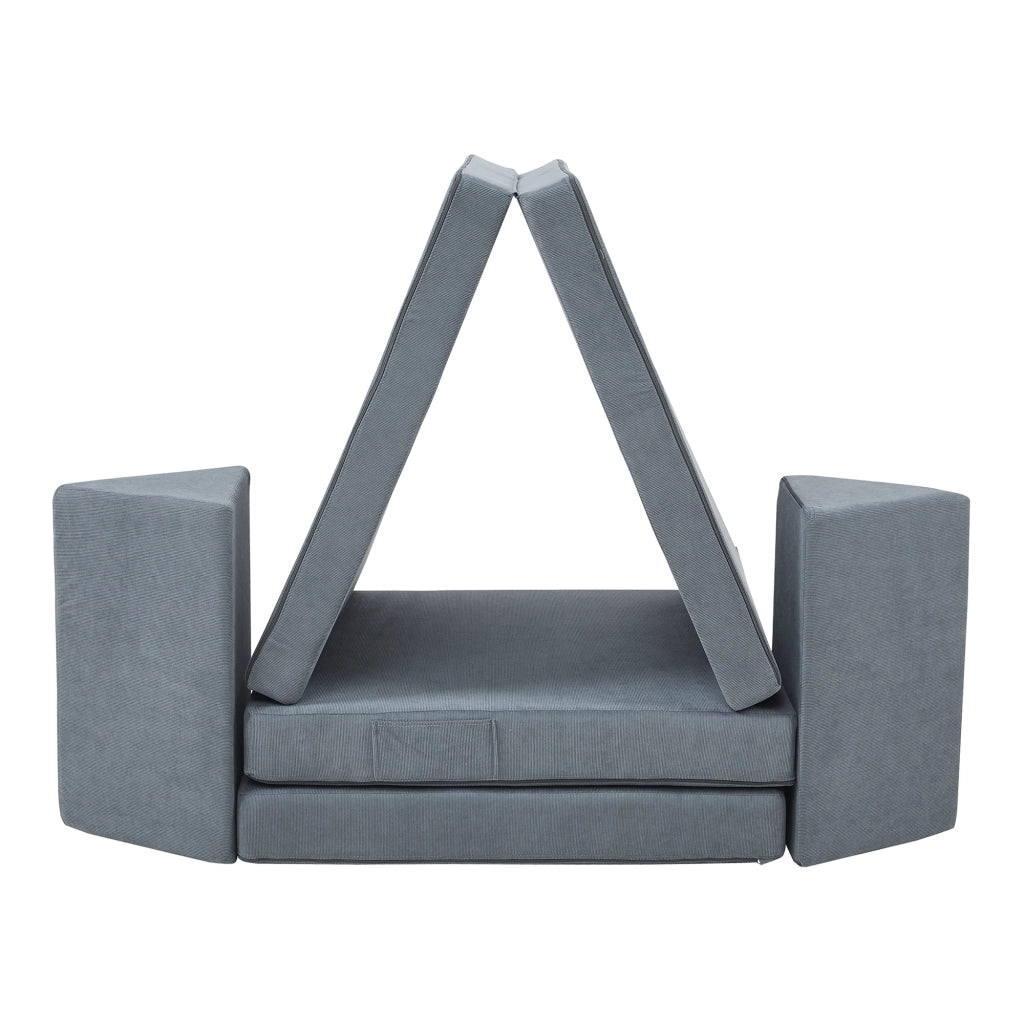 Divano Componibile per Bambini Norhulta Set Modulare Imbottito 150x66x46 cm Velluto a Coste Grigio [en.casa]