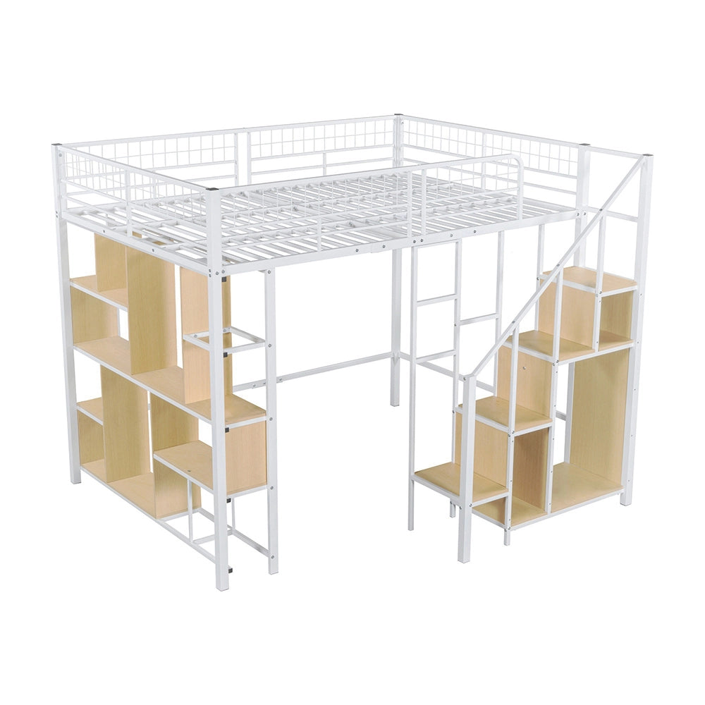 Letto a soppalco multifunzionale - Xylo - 140x200 cm - Bianco - Spazio di archiviazione