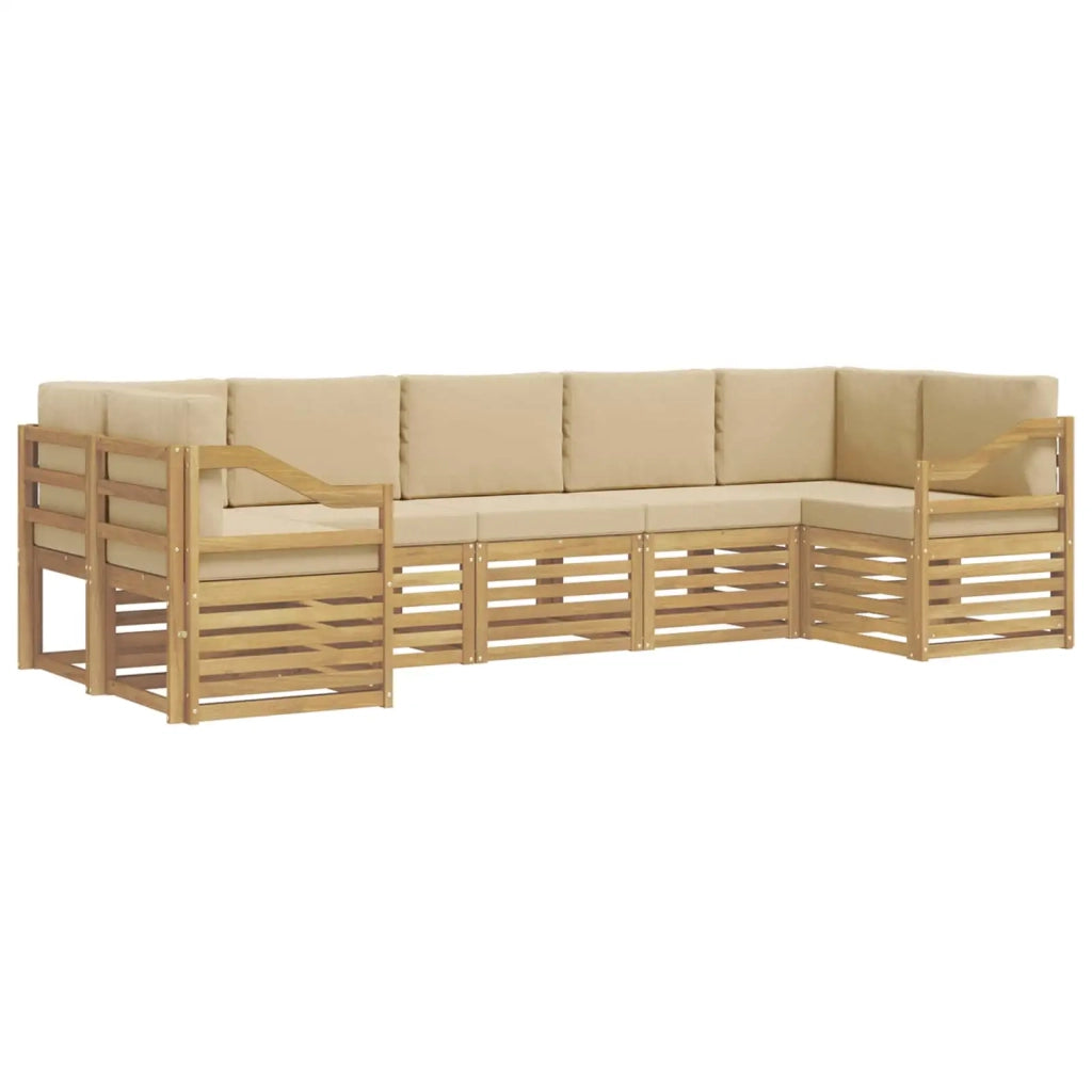 Set divano sezionale 7 pcs Bianco e Beige 304 x 126,5 x 73 cm 3392453