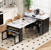 Mobile cucina estensibile nero con prese integrate e ruote