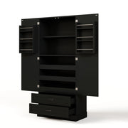 Dispensa da cucina alta con 3 ripiani estraibili; 2 cassetti e 2 ante; in MDF nero; 80 × 37.5 × 180 cm