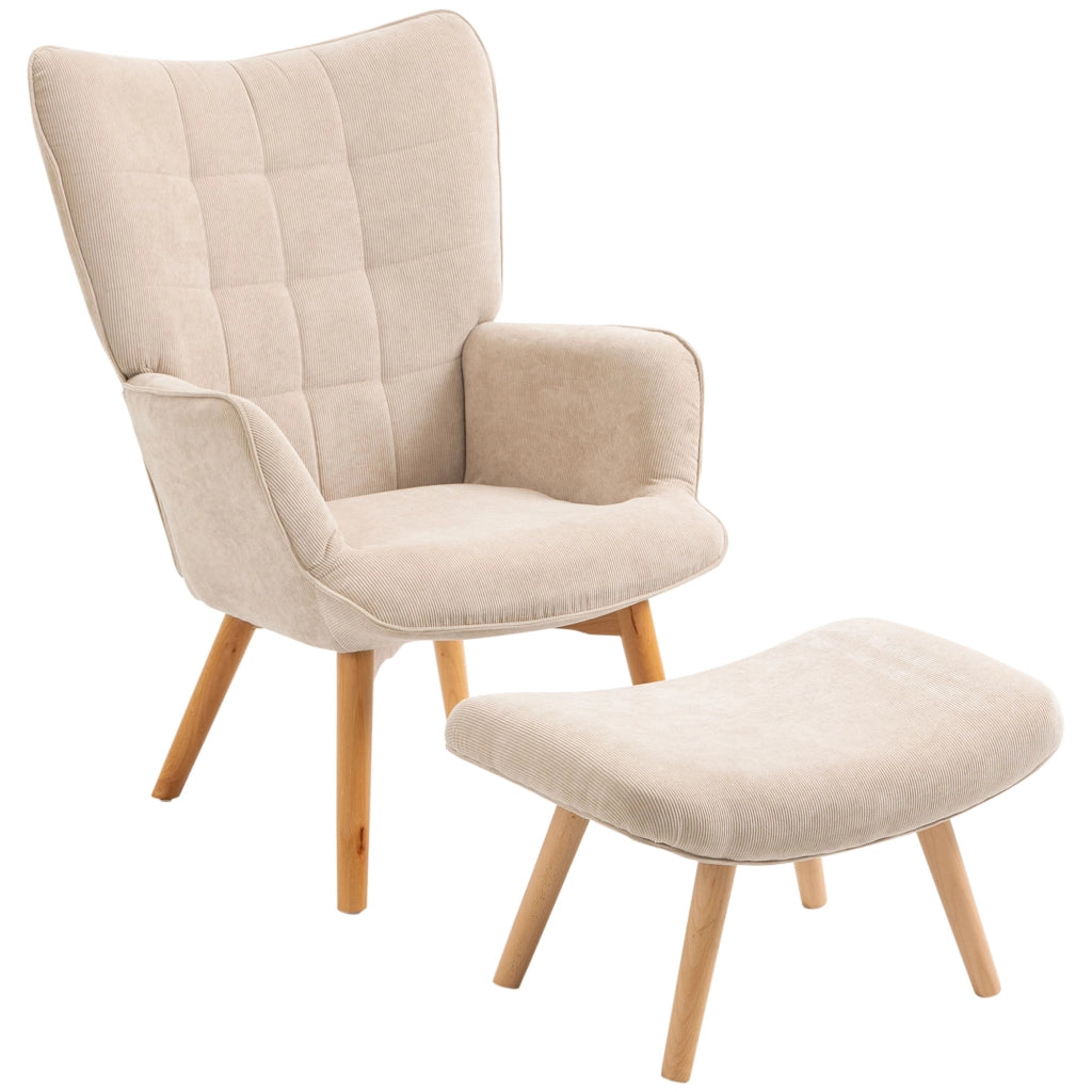 Poltrona con poggiapiedi ¨C zephmum ¨C tessuto velluto beige