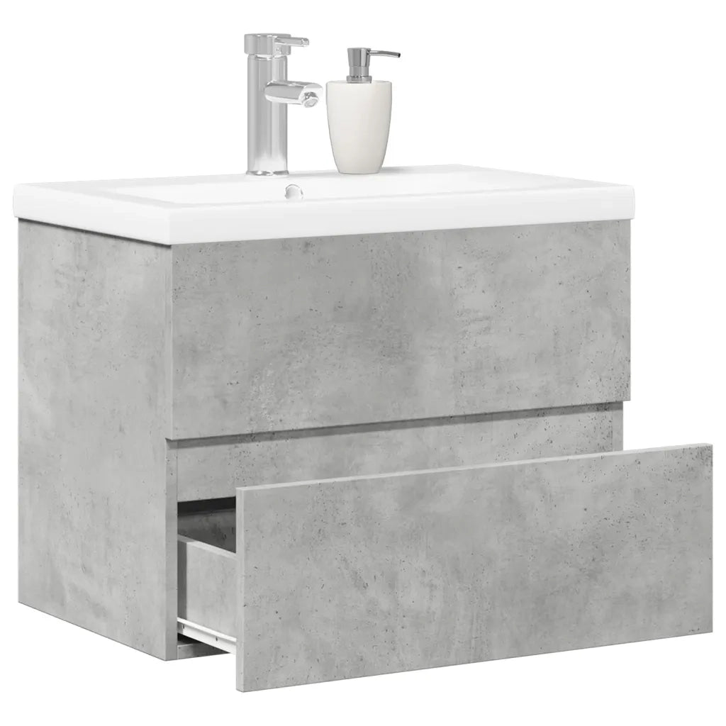 Set Mobili da Bagno | Armadio da bagno 2 pz Grigio Cemento in Legno Multistrato
